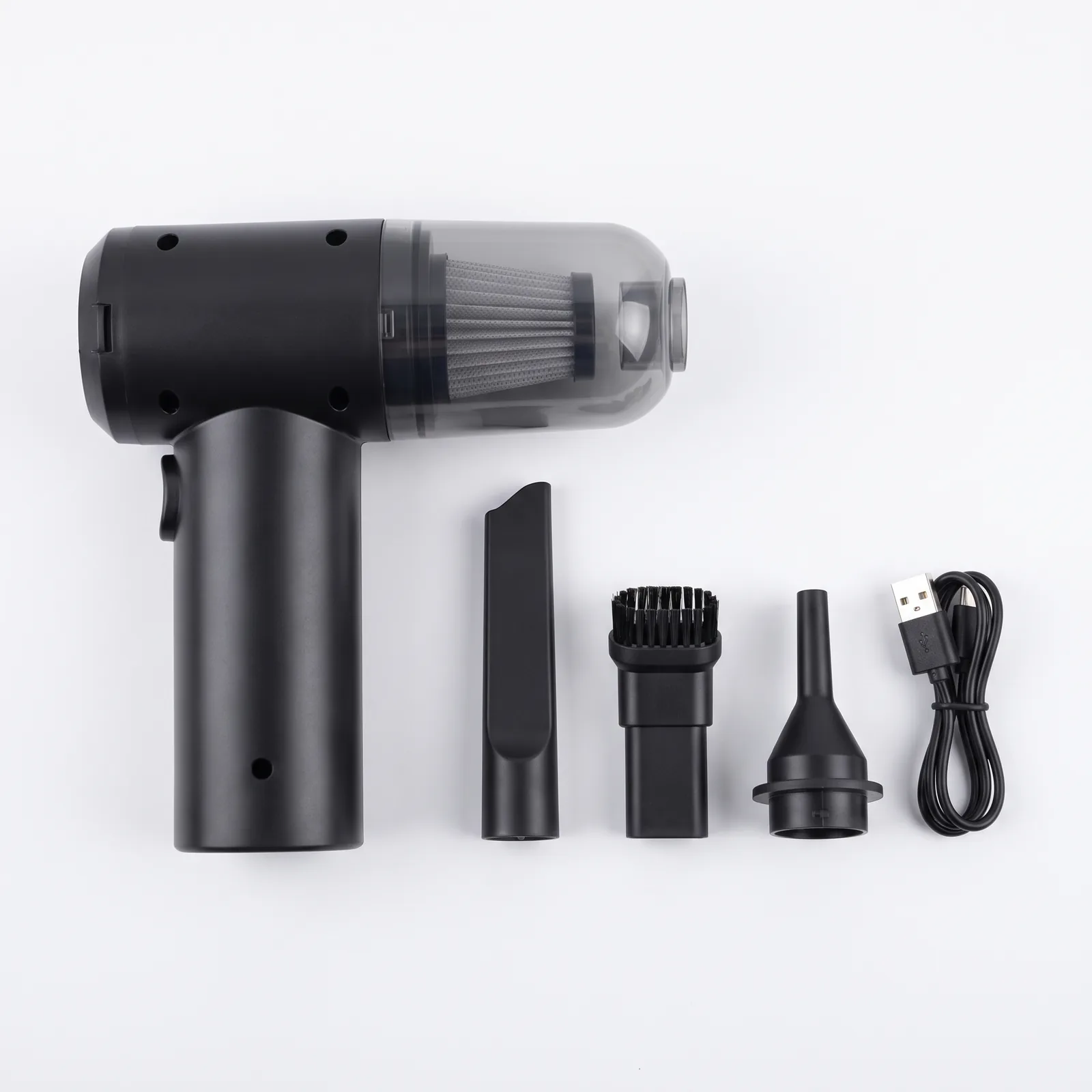Vacuum with nozzles and USB cable
