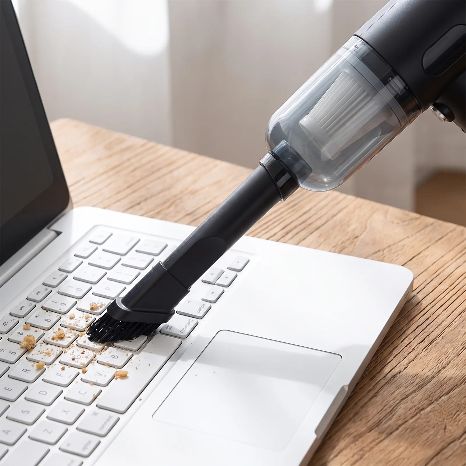 Cleaning dust from a keyboard